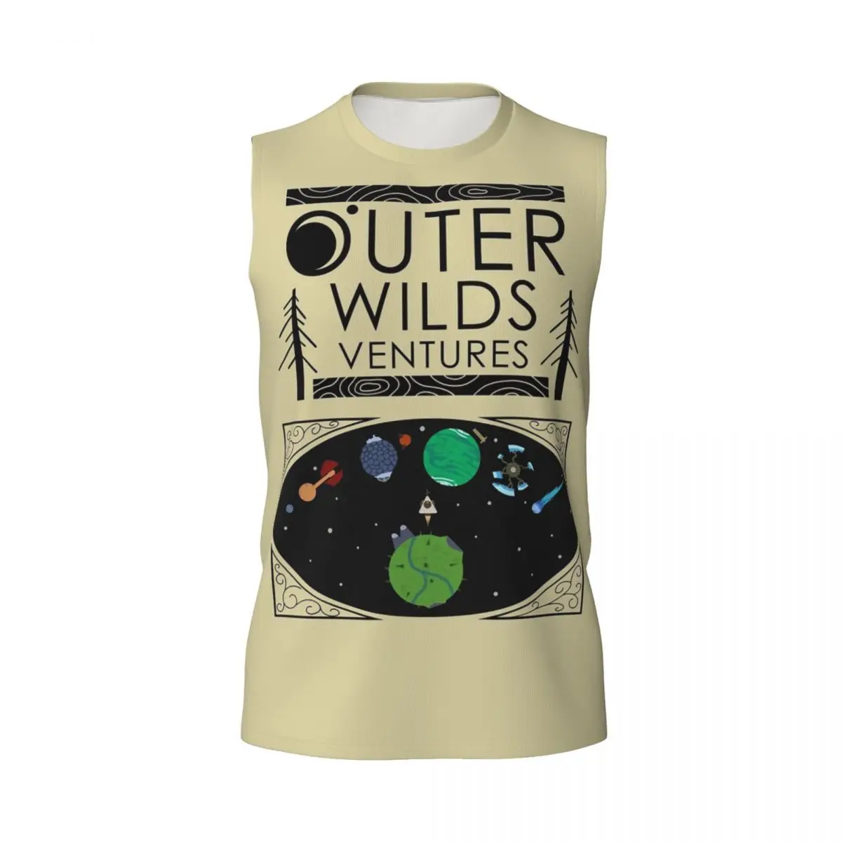 Outer Wilds Ventures Handbook Men Printed Sleeveless T-shirt Casual Hip Hop Street Style Beach Holiday Tank Tops