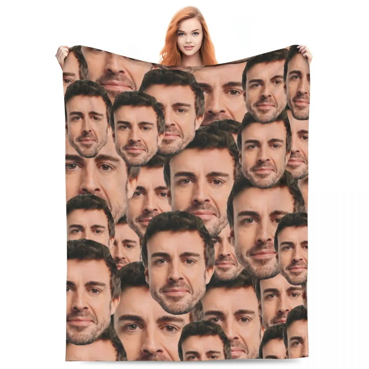 Fernando Alonso Head Merch Blankets Coral Fleece Plush Bed Meme Throw Blanket Relax Ultra-Soft for Car Bedspreads