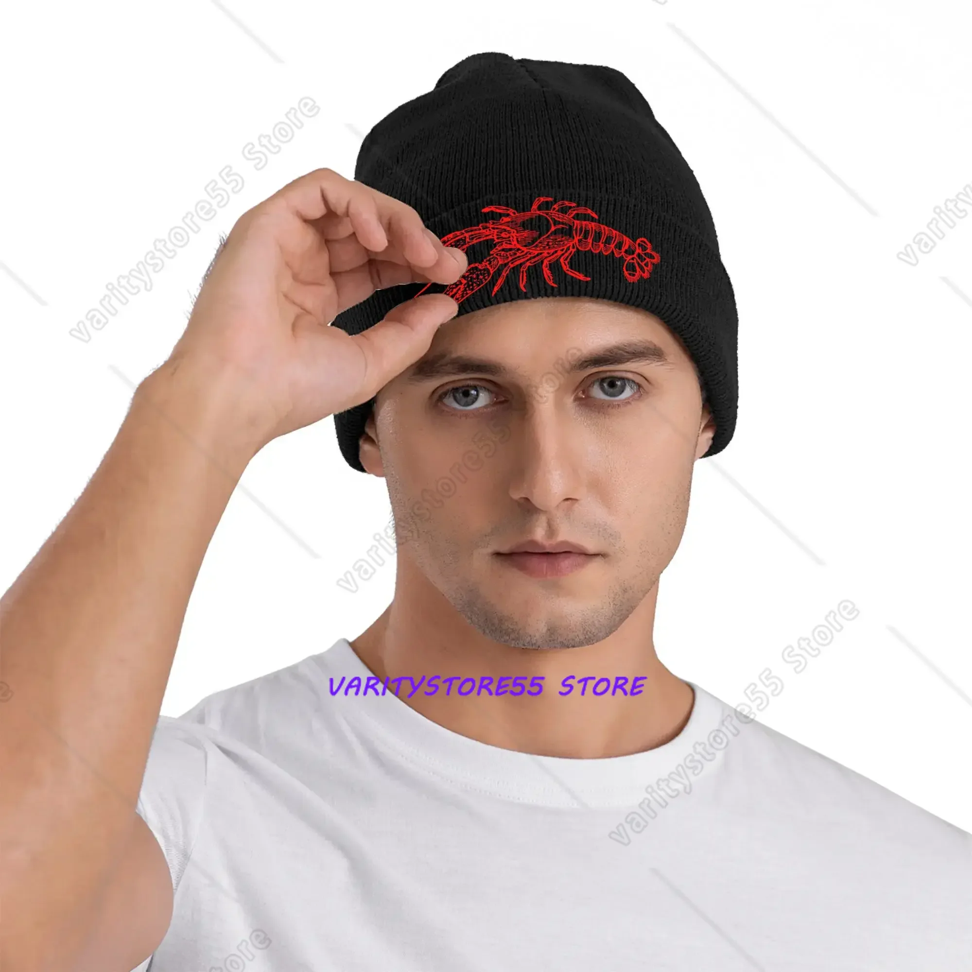 Funny Lobster Marine Nautical Fishing Animal Beanie Hats  Bonnet Hats Female Male Casual Kpop Knit Hat Winter Head Wrap Caps