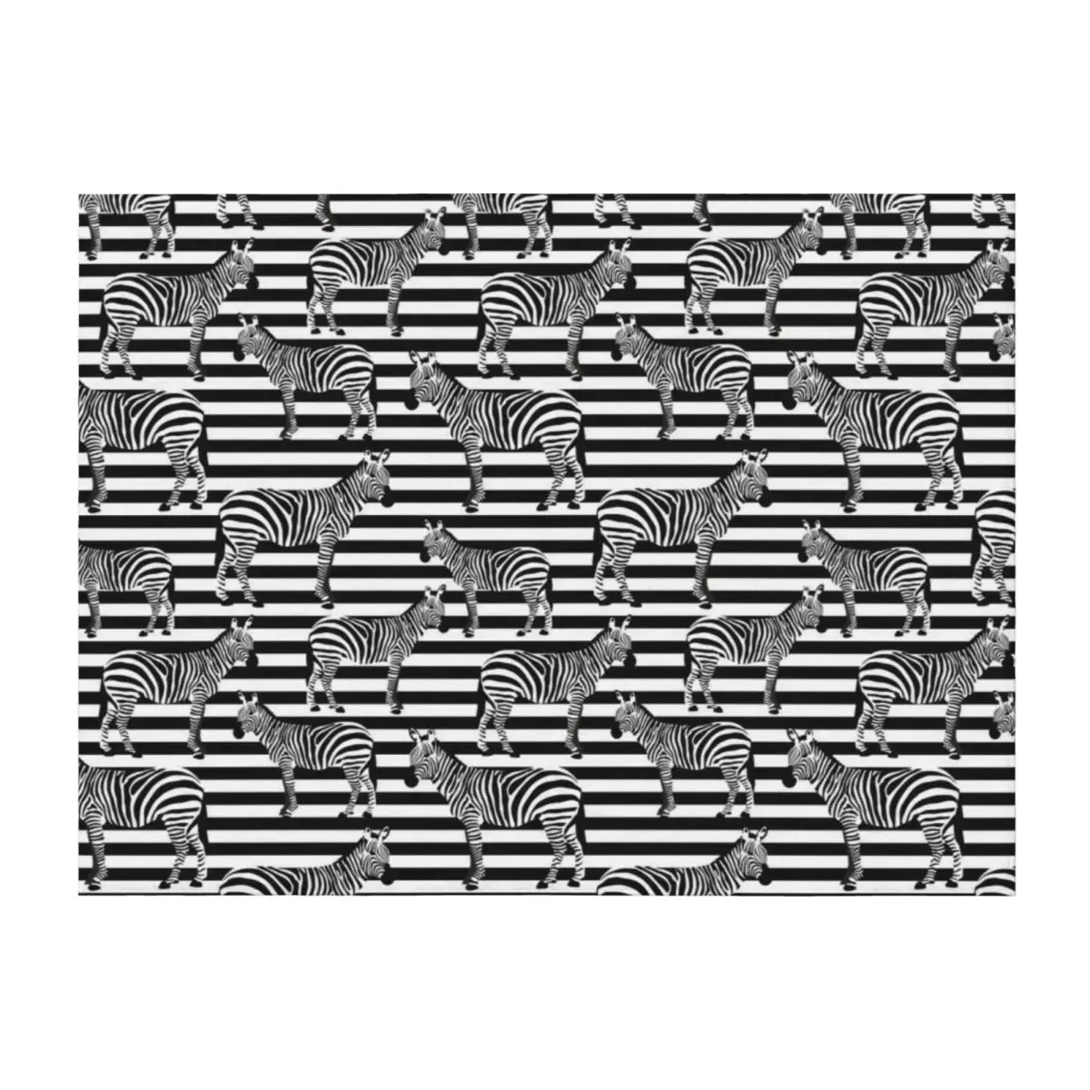 

Zebra on Stripes Throw Blanket Multi-Purpose Custom Luxury Shaggy Blankets