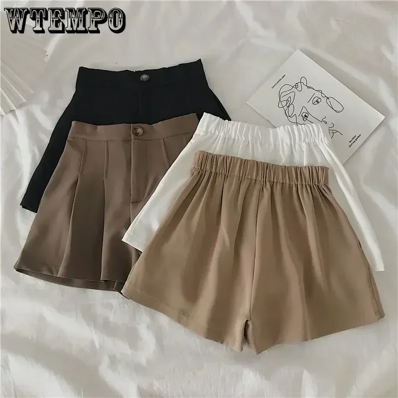 Summer Oversized Pleated Shorts High Waisted A-line Wide Leg Pants Casual Pants Drop Shipping