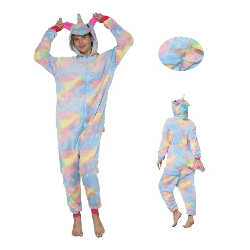 

Kigurumi Adults Jumpsuit Homewear Winter Flannel Halloween Cosplay Loungewear Warm Clothes Onesies Unisex Sleepwear Hooded Tail