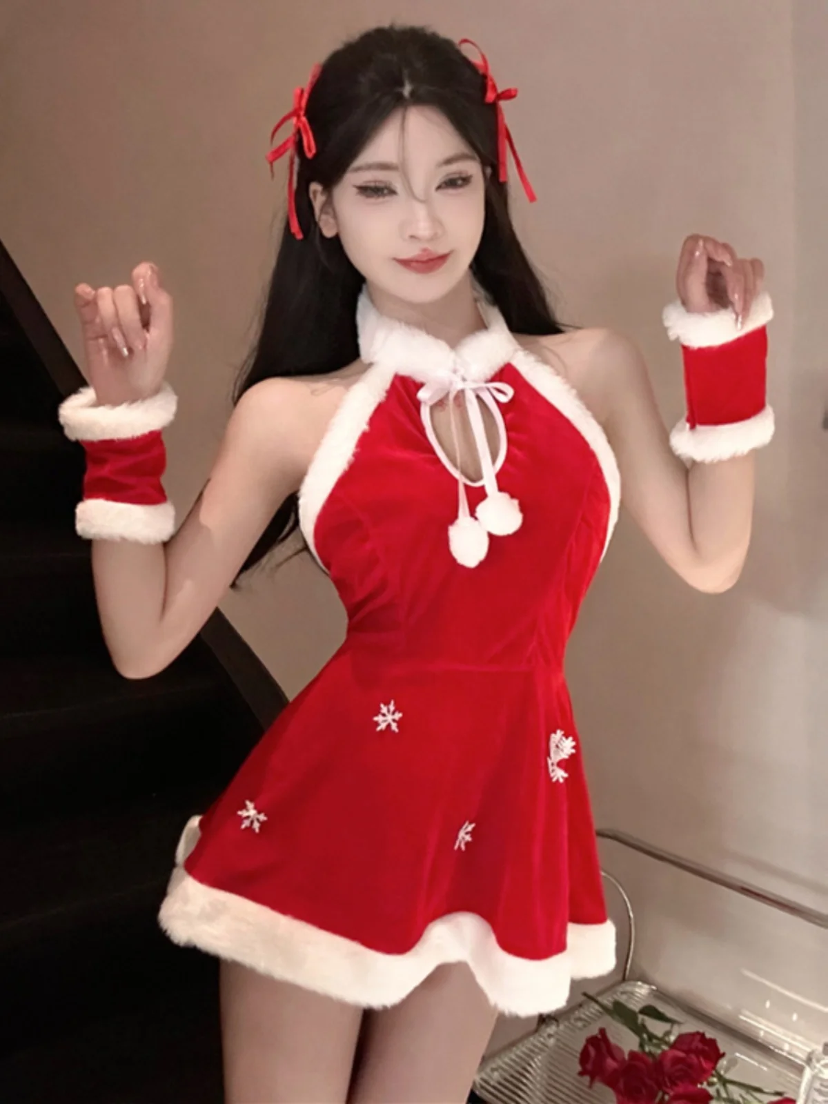 

Сексуальная Plu Bal Cisas Dr Cute ort Новогодняя пышная юбка Sle Высокая талия Бархатная ткань No Sve f Открытый воротник