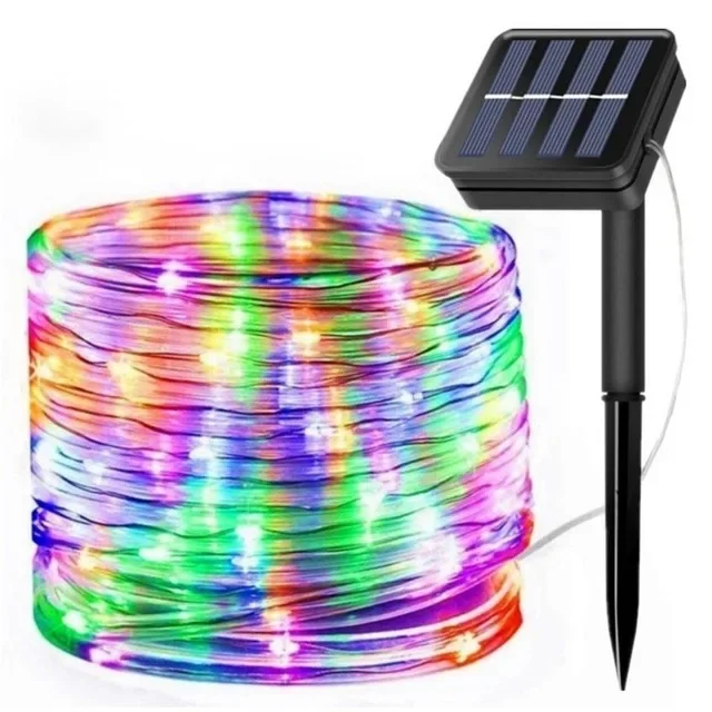 IEEYEEY 300LED Solar Seil Streifen Licht Im Freien Wasserdichte Lichterketten Weihnachten Dekor für Garten Rasen Baum Hof Zaun Weg 6