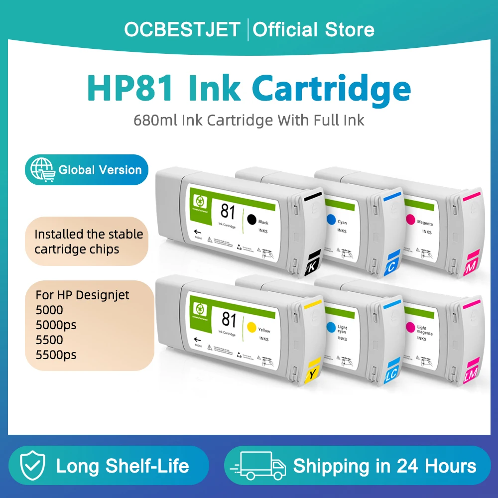

Совместимый картридж HP 81 для принтера HP Designjet 5000 5000ps 5500 5500ps C4930A C4931A C4932A C4933A C4934A C4935A