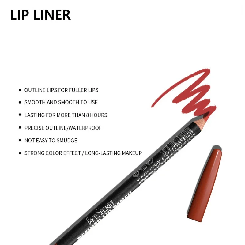 Lápis de batom matte impermeável de longa duração, lipliner de madeira, lápis Nude Lip Liner de alta pigmentação, ferramenta de maquiagem labial 14 cores