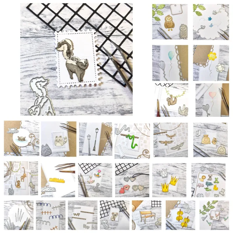 Animal2025 New Mini Heart Balloon Birds Owl Crown Falk Metal Cutting Die Stamps Scrapbooking Stencil Photo Album Card DIY Paper