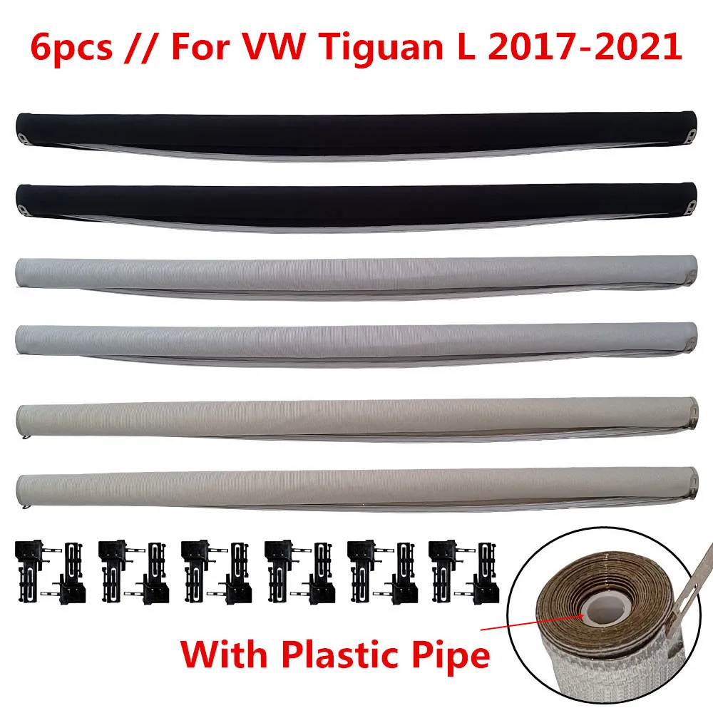 

6pcs 5NG877307 Car Panorama Sunroof Sunshade Curtain Roller Blind For Volkswagen Tiguan L Allspace 2017-2021 With Plastic Pipe