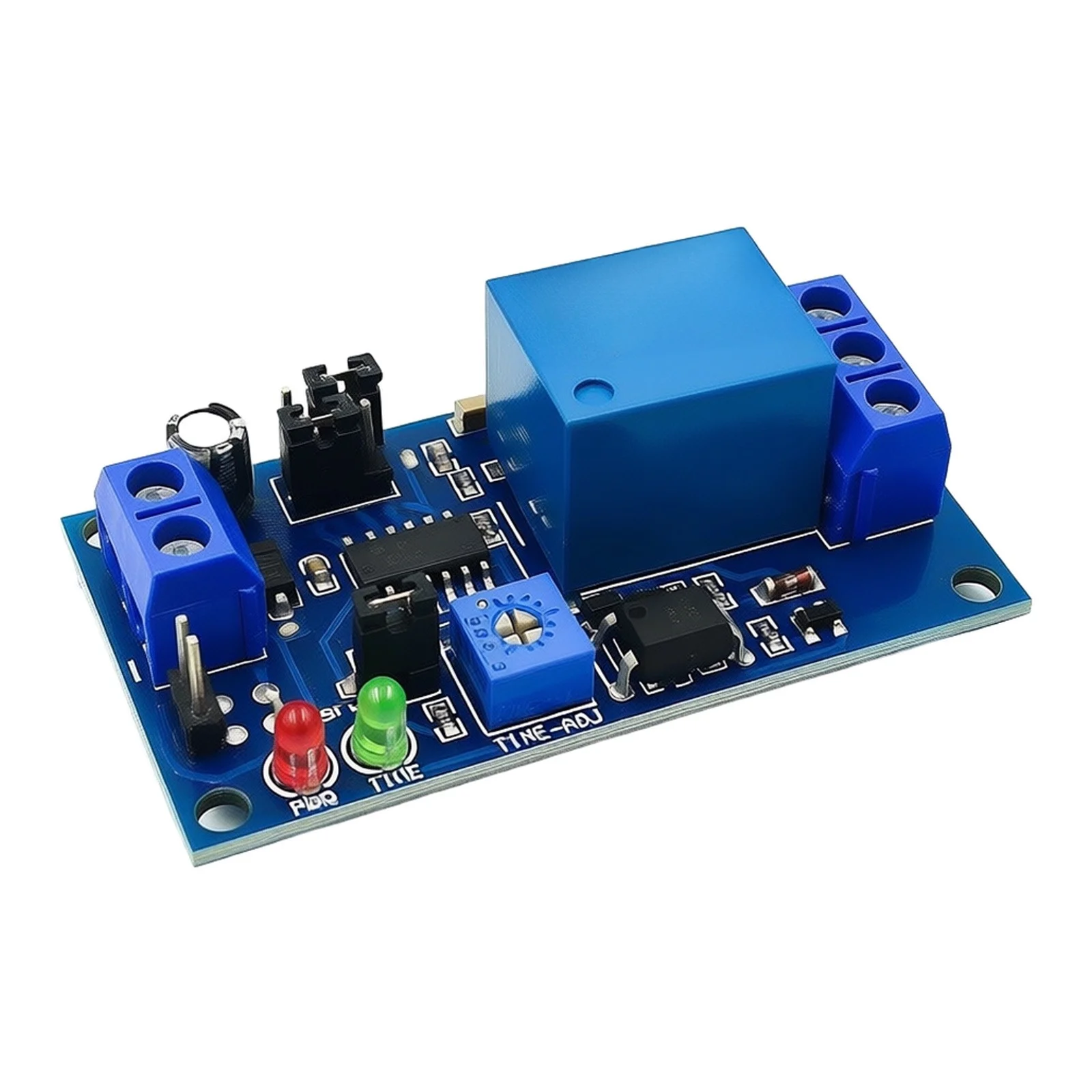 12V DC Delay Turn On Turn Relay with Potentiometer Adjustment and Electrical Isolation for Safe Load Switching