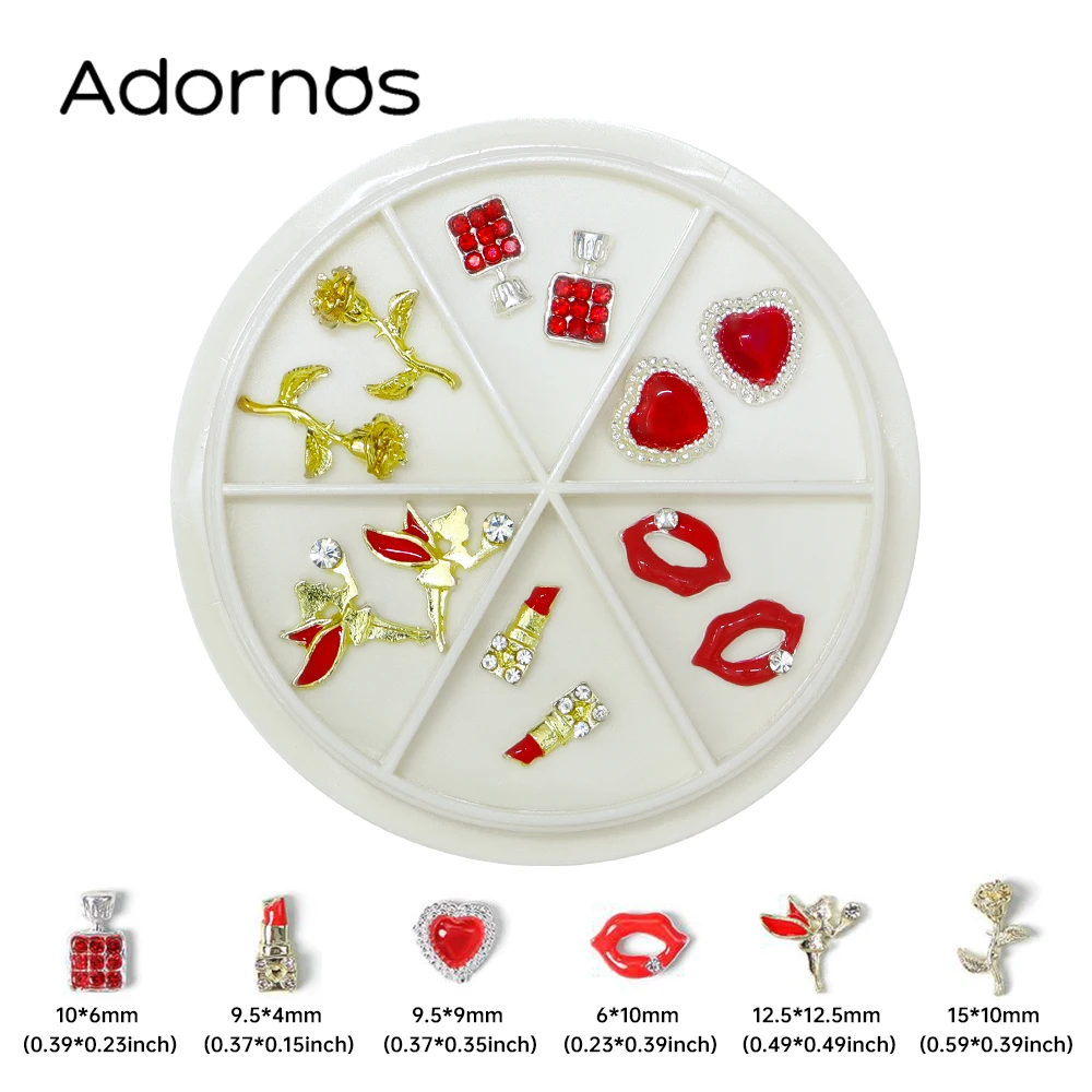 Dijes de rosas de estilo de San Valentín, adornos festivos de corazón de labios rojos, accesorios de Metal, pulsera DIY, collar, pendientes, colgantes de aleación