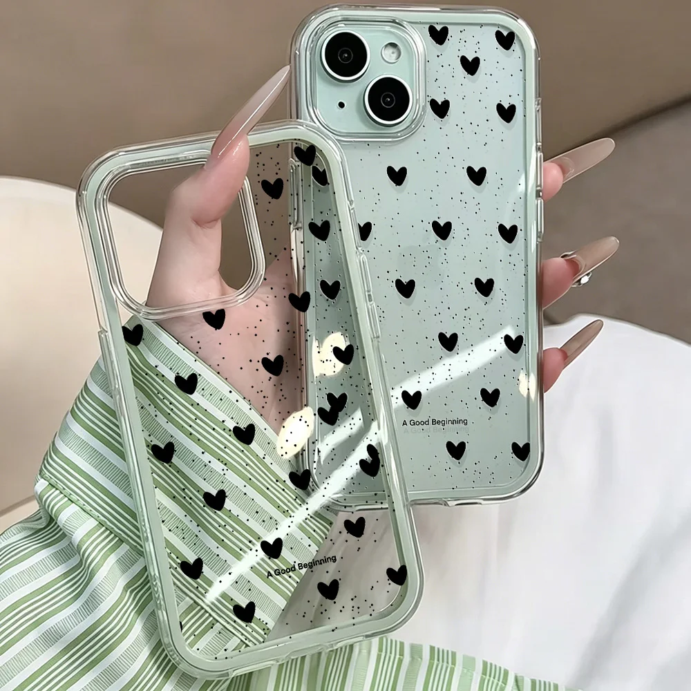 Herz-Polka-Dots-Handyhülle für iPhone 17 13 16 15 11 12 14 Pro Max 17 Air XR X Hülle Silikon 2 IN 1 Stoßfeste Weiche Klare Abdeckung – Detail 5