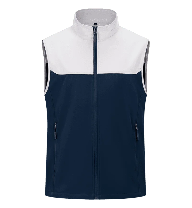 New Customized color-block soft-shell work uniforms for enterprise catering staff waterproof vest with logo printing