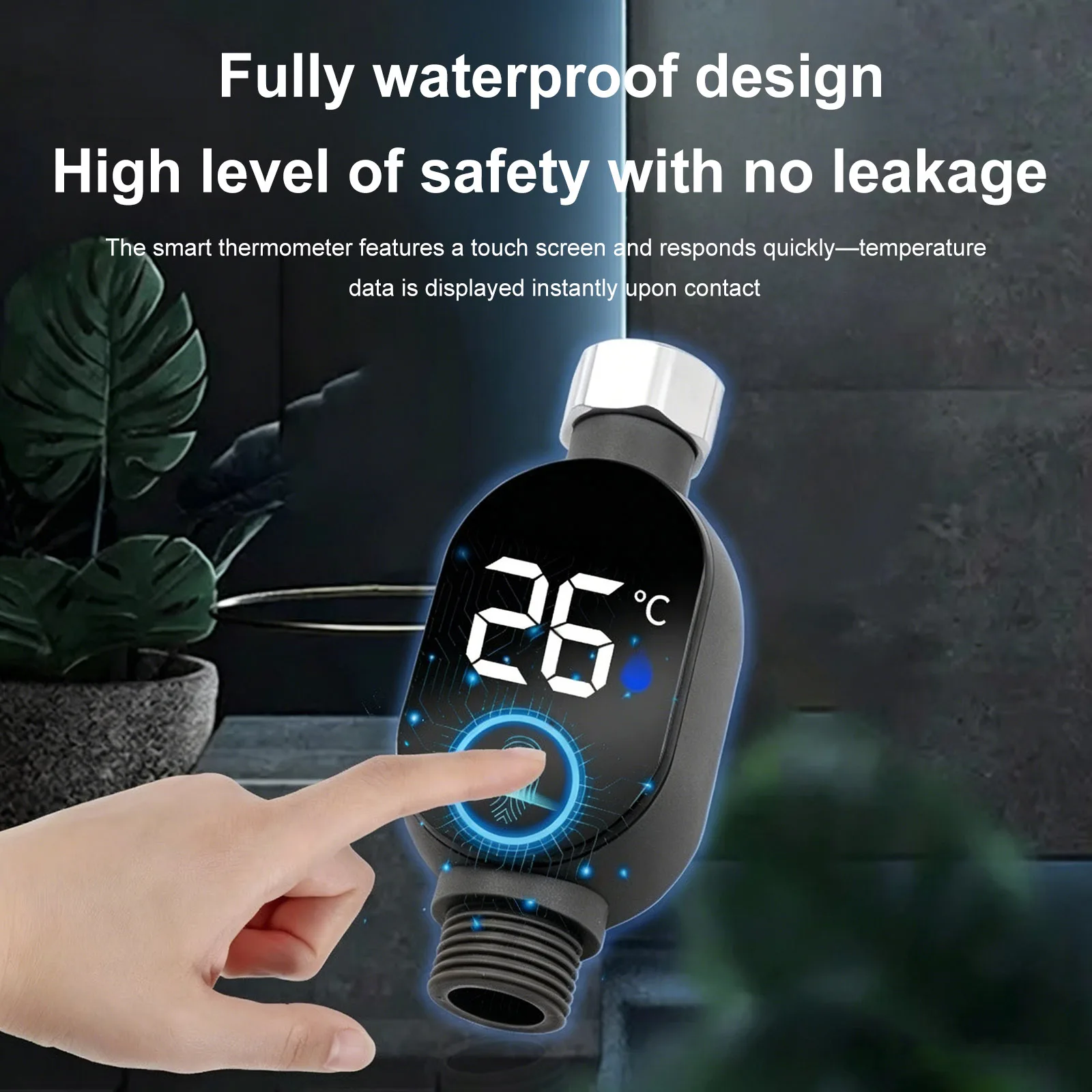 

Water-Powered Smart Shower Water Thermometer Waterproof Shower Temperature Meter for Kid Bathroom Home Dormitory Hotel Apartment