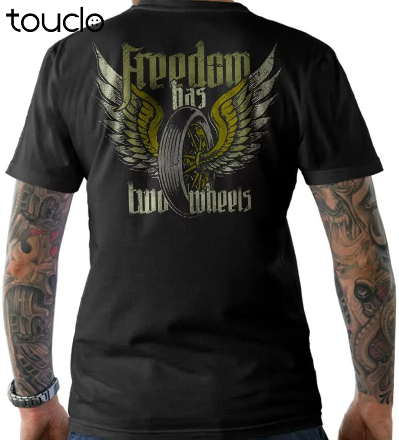 T-Shirt Biker Motorrad Freedom Has Two Wheels Motorcycles Double Side Summer Cotton Men Fashion Fitness Brand Movie T Shirt