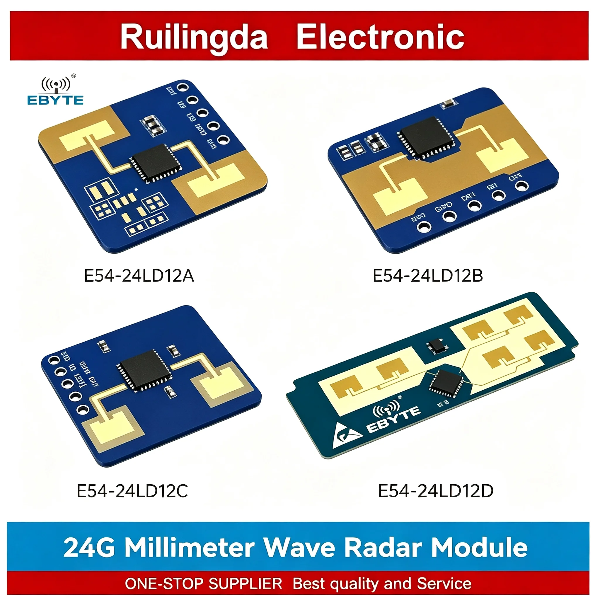 E54-24LD12A 24LD12B 24LD12D 24LD12C E54 Series 2.4GHz Millimeter Wave Radar Module Motion Detective Module Micromotion Sensor