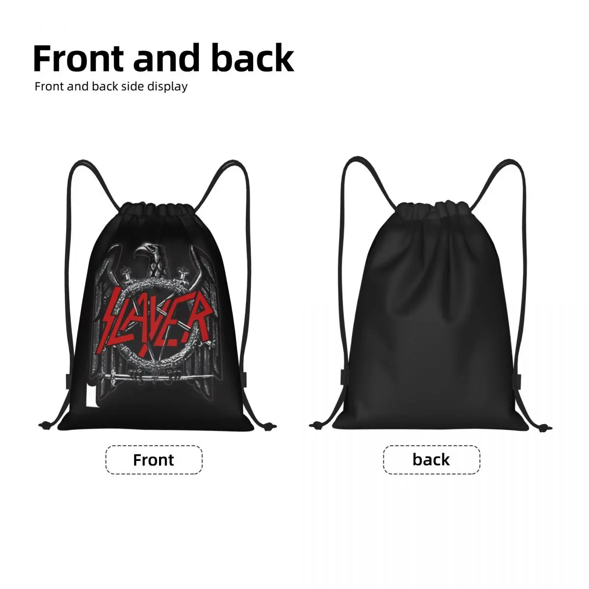 Custom Slayers Logo Drawstring Backpack Bags Women Men Lightweight Heavy Metal Thrash Gym Sports Sackpack Sacks for Yoga