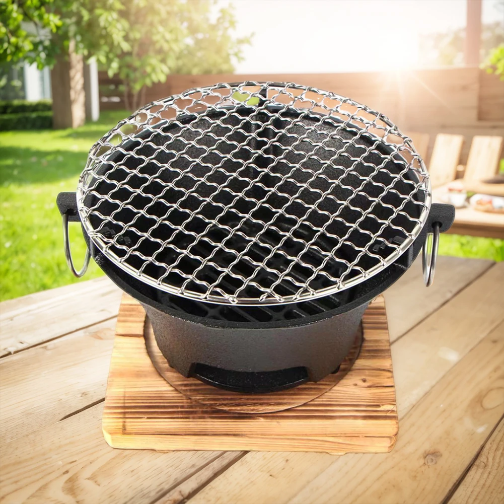 

1pc Round Cast Iron Charcoal Stove Stainless Steel Barbecue Grill Charcoal Grill Stove for Family Gathering Bbq Party