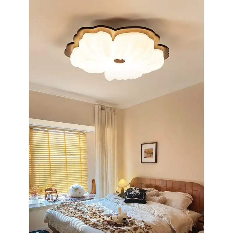 Walnut Flower LED Ceiling Light Mid Century Eye Caring Lamp for Master Bedroom Study Living Room Home Decor Zhongshan Lighting
