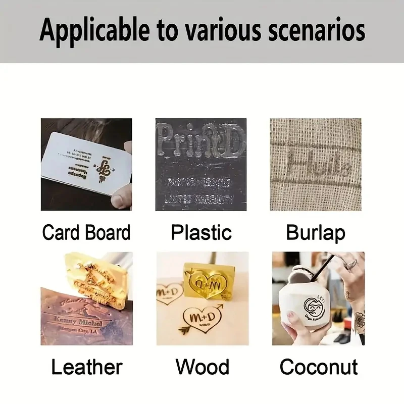 Personalized Branding Iron Stamp M8 Custom Logo Brass Stamp Wood Burning Heating Embosser Seal for Woodworking Leather DIY Craft