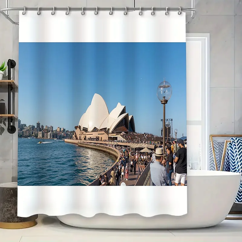 

Сиднейский оперный дом, занавеска для душа, прибрежный вид на океан, декор, водонепроницаемые занавески для ванной комнаты, современный домашний декор, настенное искусство