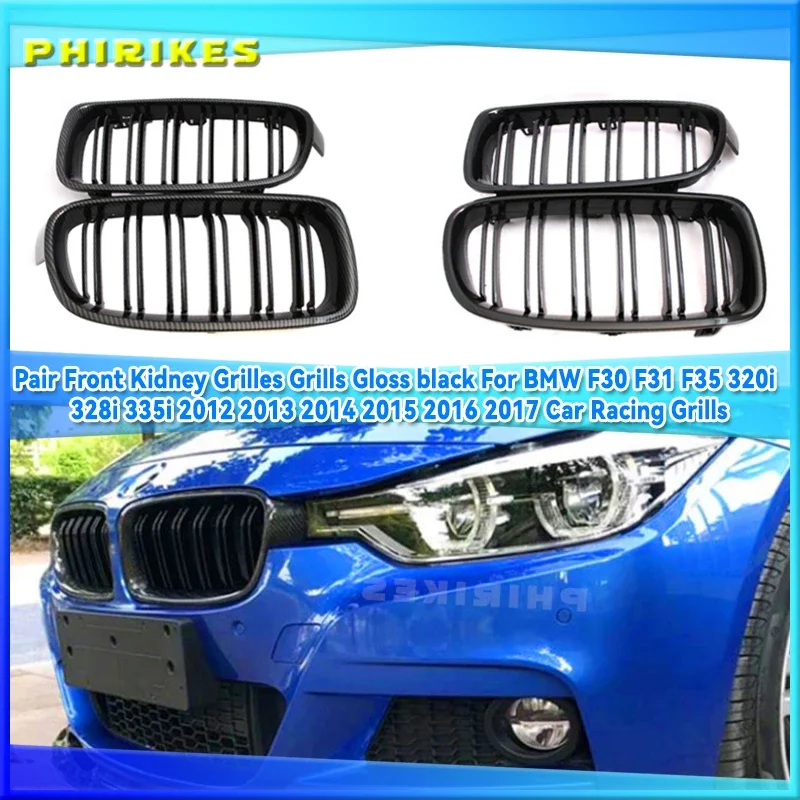 

Pair Front Kidney Grilles Grills Gloss black For BMW F30 F31 F35 320i 328i 335i 2012 2013 2014 2015 2016 2017 Car Racing Grills