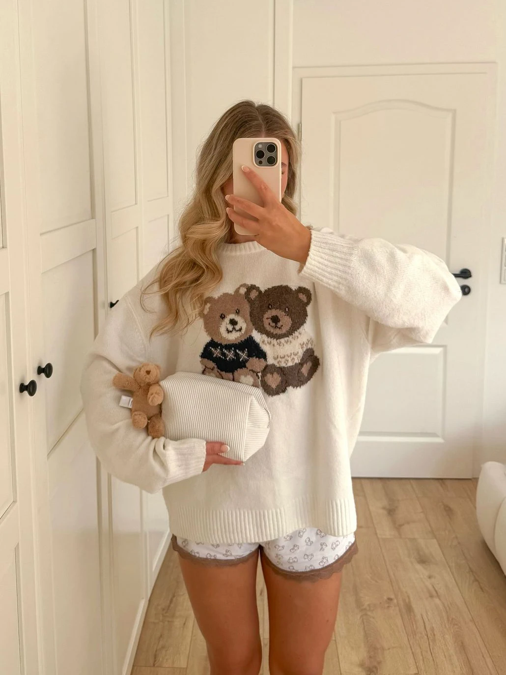 

Жаккардовые свитера с маленькими медведями, женские осенние хлопковые пуловеры с круглым вырезом и длинными рукавами, женский повседневный милый милый джемпер в консервативном стиле, топ