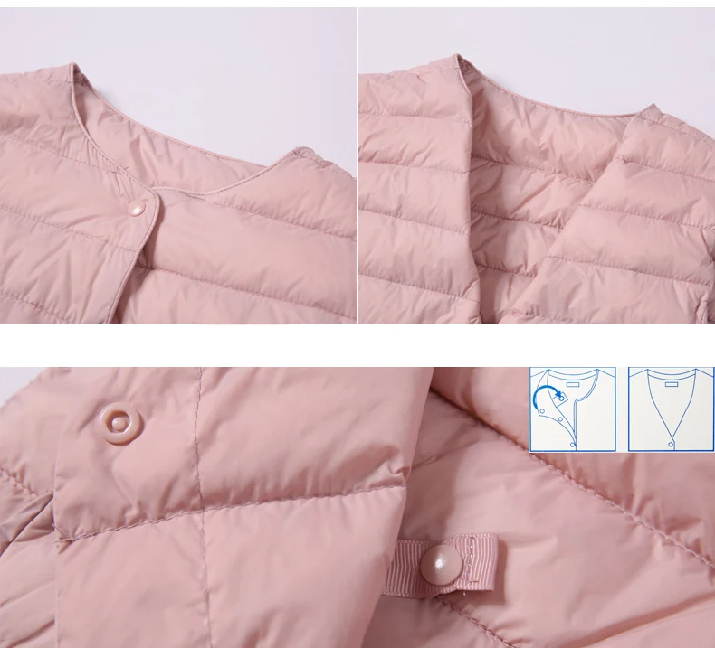 Chaqueta acolchada ultraligera para Mujer, abrigo cálido con cuello redondo y botones, Parka portátil para invierno, novedad