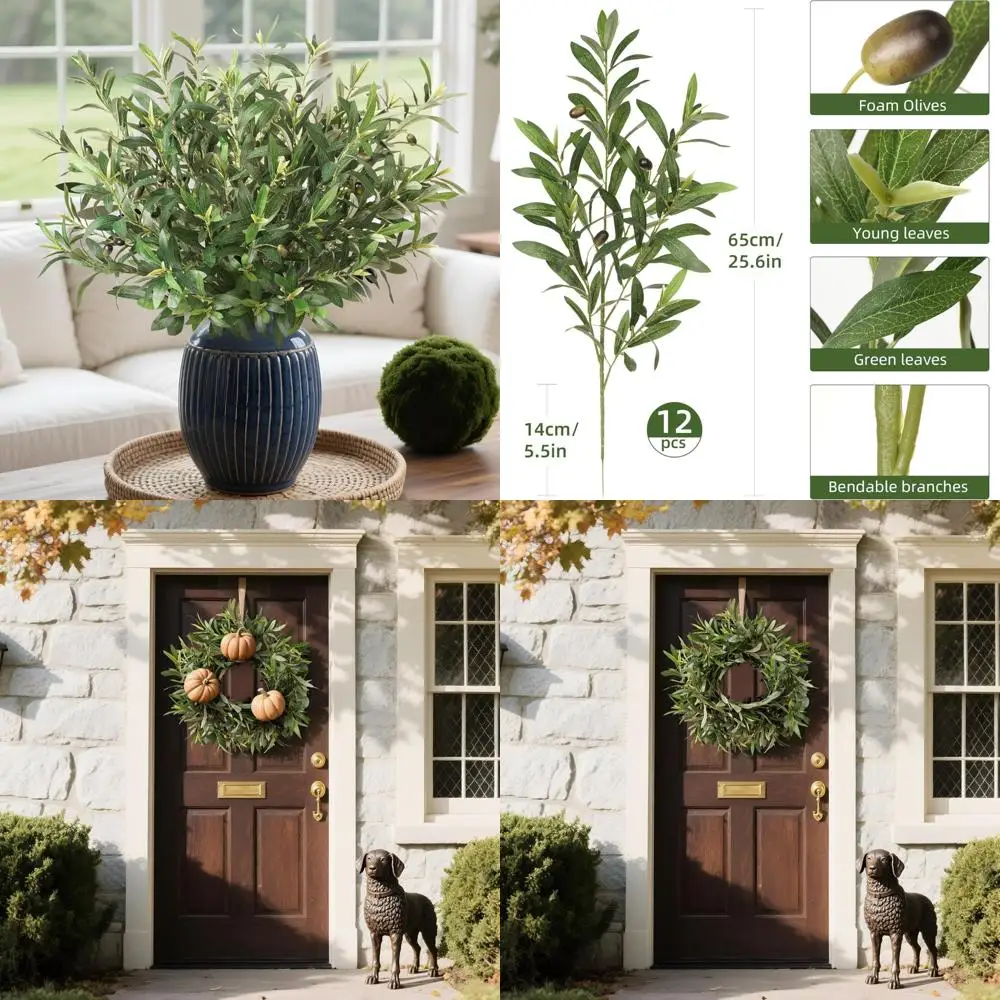 

Искусственные оливковые ветки высотой 27,5 дюймов для наружных украшений для гостиной, стеблей зелени, подходящих для внутреннего использования