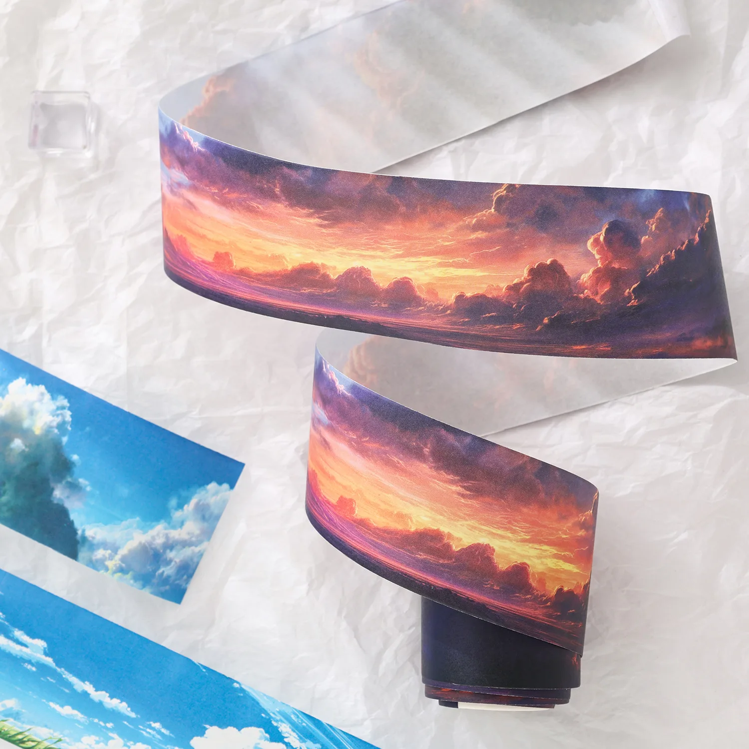 Journamm 50mm*2m Washi Material Masking Tape Sticker Sky Cloud Theme Collage Junk Journal Material Decor DIY Diary Album Sticker