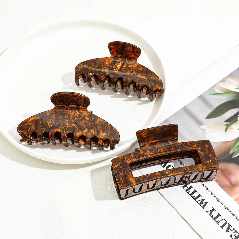 1 قطعة/3 قطعة مشابك شعر على شكل صدفة سلحفاة من الأسيتات 3 عبوات |   عقد قوي للشعر السميك/الناعم |   مقاطع الفك غير القابلة للانزلاق على الطراز الفرنسي القديم