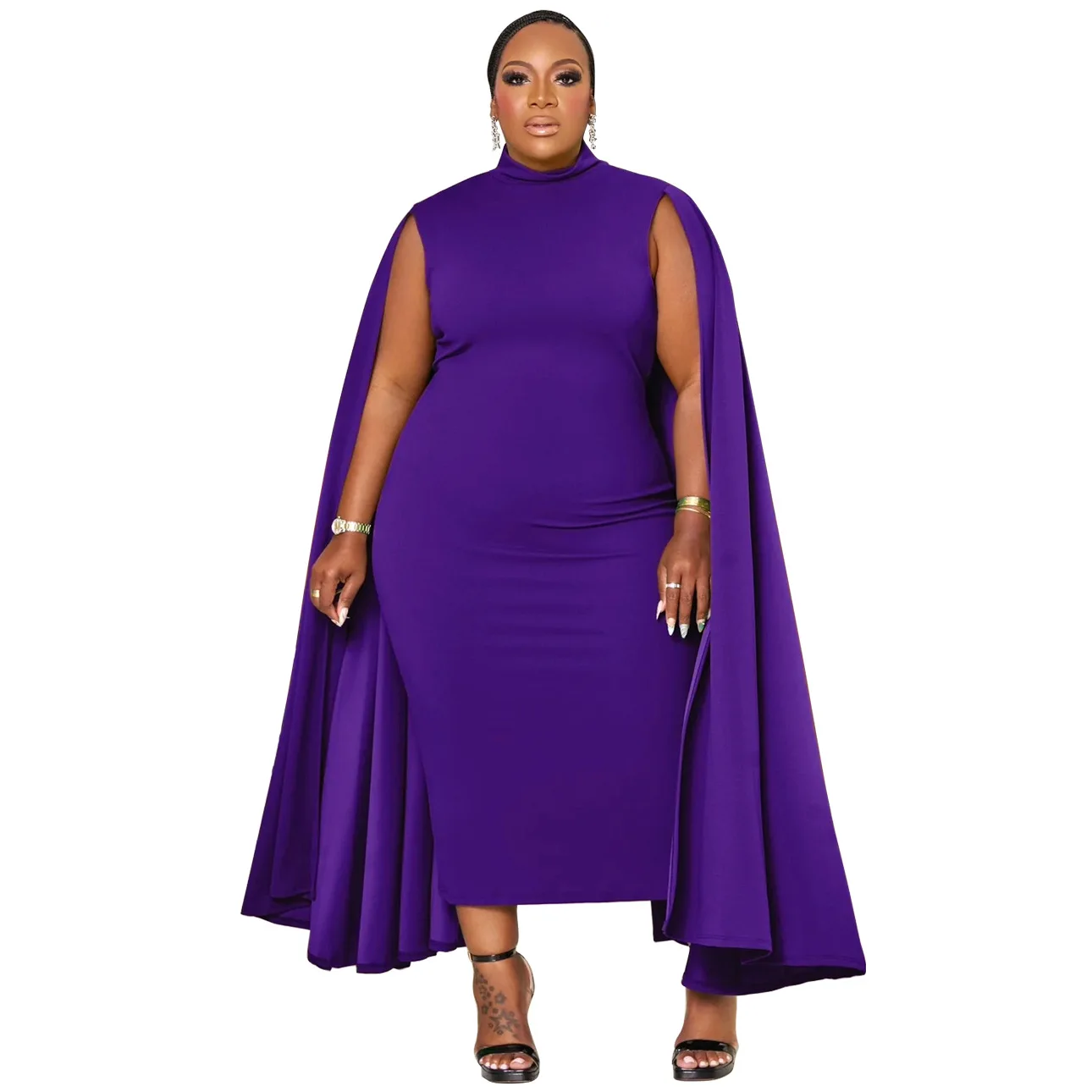 Plus size elegante sólido vestido feminino primavera manga longa manto bodycon vestidos de festa oversized estilo africano senhora do escritório vestidos