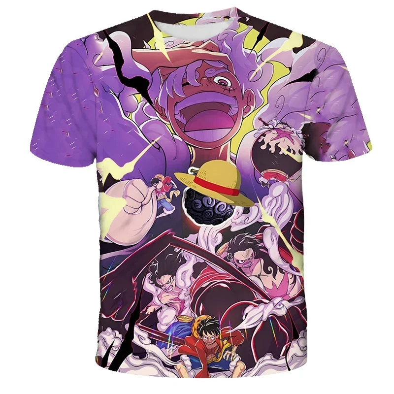 

2025 New Summer T-Shirts Kids Anime One Piece Luffy Boys Clothing Kids Boys T-Shirts Kids Summer Short Sleeve Tops Cool T-Shirts