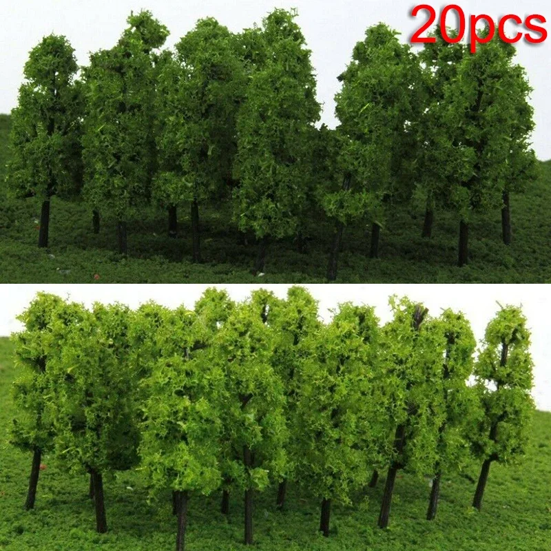 20Pcs 1:200 Scale Mini Model Trees Building Landscape Scenery Model Railway Train Layout Diorama DIY For Home Decor Kids Toys