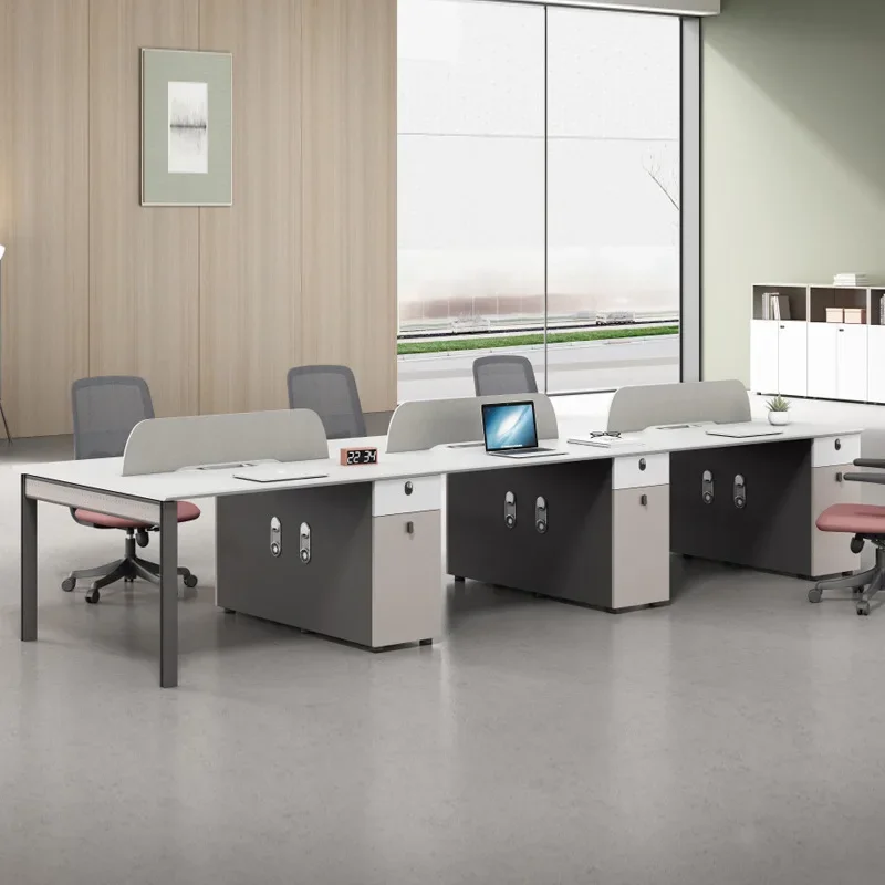Staff office desk and chair combination four or six people simple office furniture computer desk screen staff card seat