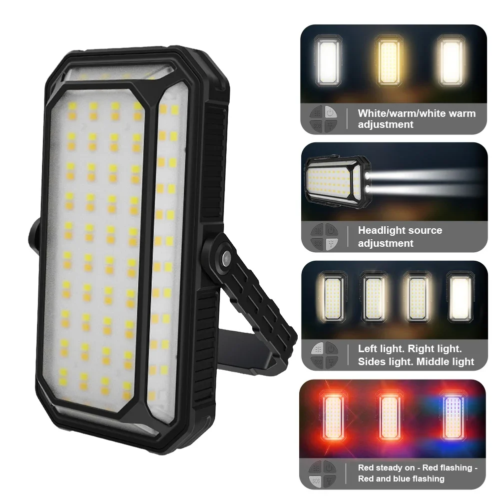 Rechargeable Portable Hand Lamp COB LED Powerful Flashlight Outdoor Camping Solar Charging Light USB Torch With COB Work Lantern
