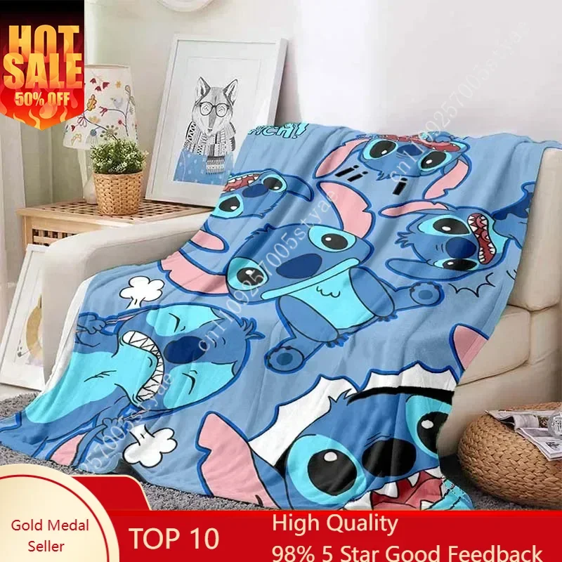 

Stitch Blankets Disney Cartoon Plush Blanket Soft Indoor Decoration Child Holiday Party Boy Girl Gifts Warm Custom Quilt