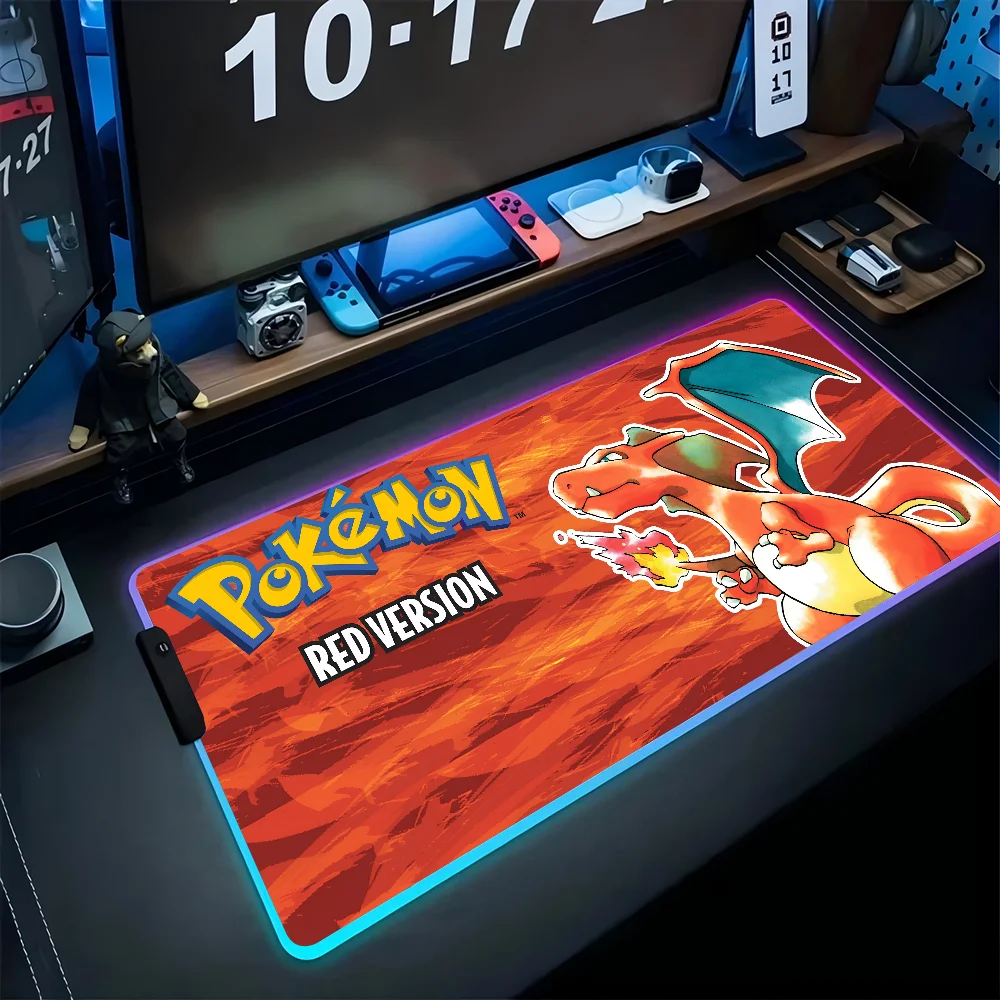 

Anime P-pokemon Genger Mousepad XXL RGB Gaming Mouse Pads HD Black Gamer Accessories Large LED