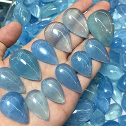 Wholesale 2pcs/lot Genuine Aquamarine Mixed Size25-35mm Pear Drop Semi-Precious Gemstone Pendant Cabochon Ring Face For Jewelry