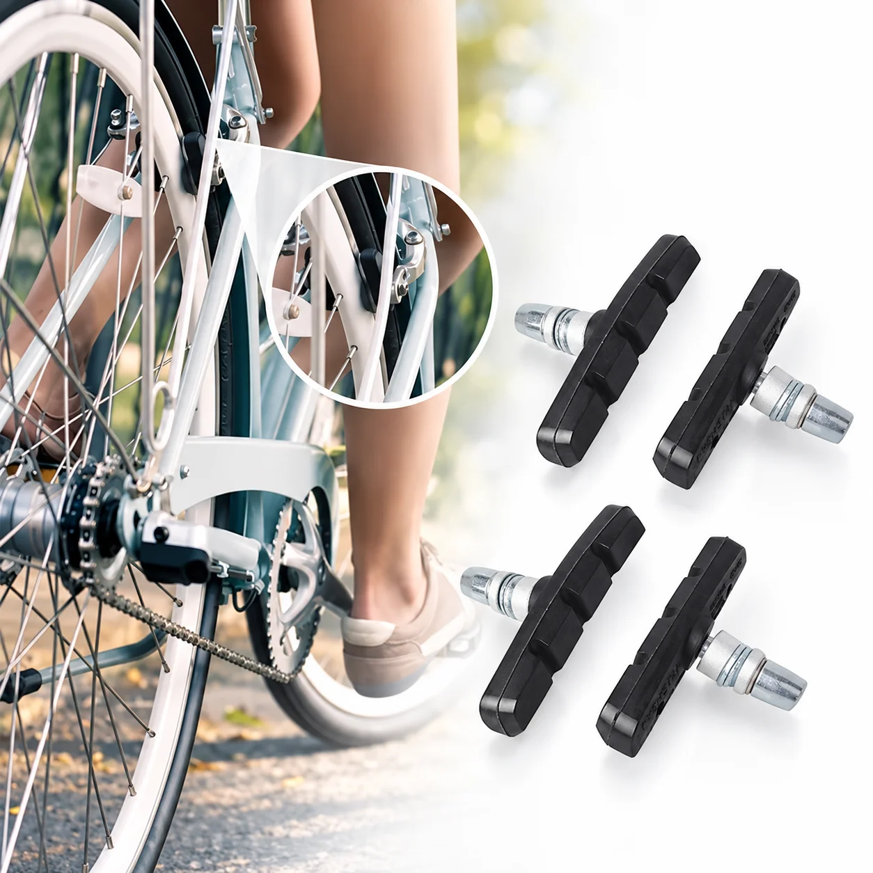 2/4/8/10pcs Bicycle Brake Pads Cycling Bike V Brake Holder Pads Shoes Blocks Rubber Friction Rim Brake MTB Road Bike Brake Pads