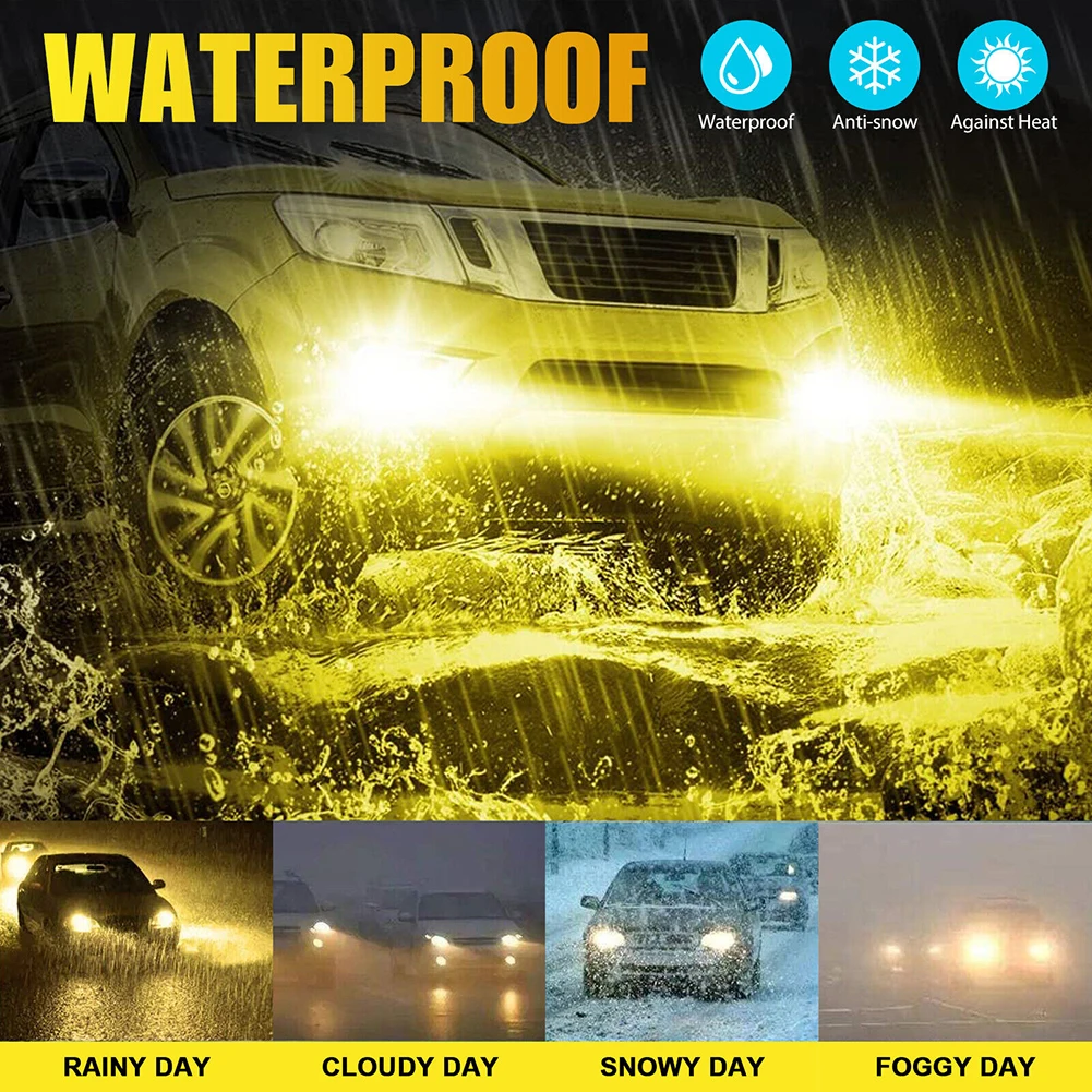 

High Quality Car Headlight Bulbs LED Fog Light 2pcs Golden Yellow IP65 100W A380 Aluminum Heatsink Daytime Running Light