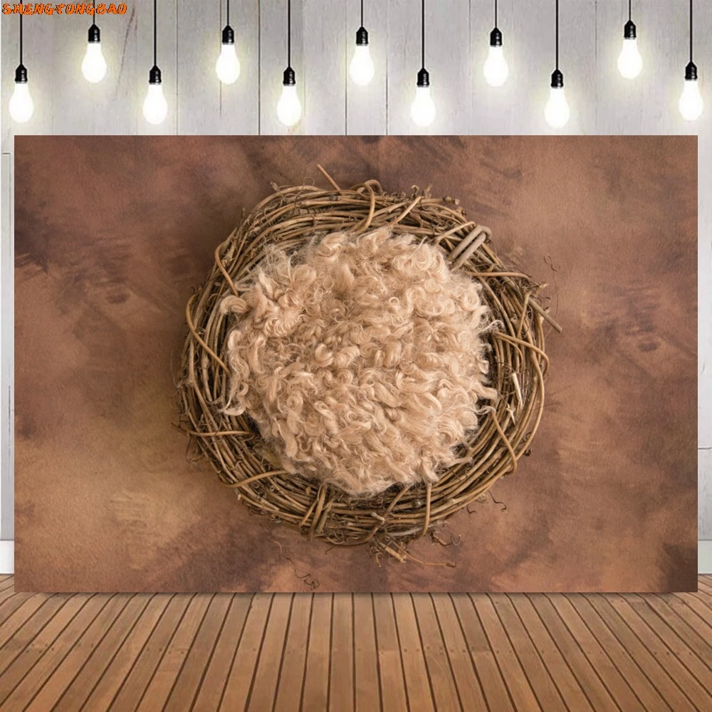 

Newborn Baby Shower Photography Backdrop Flower Swing Wood Floor Birthday Party Decor Banner Background Photo Studio Props