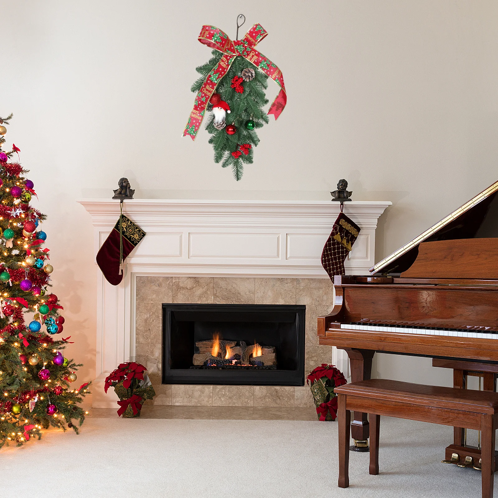 

Рождественский подвесной кулон из сосновой шишки, украшение интерьера автомобиля, рождественское елочное украшение, рождественское тематическое украшение автомобиля, украшение автомобиля