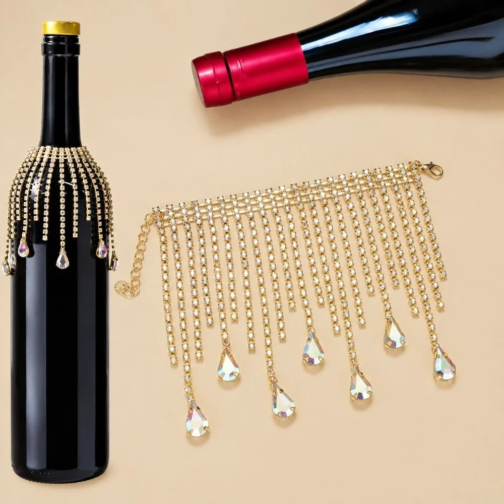 Luxury Crystal Wine Bottle Pendant Tassel Sparkling Wine Bottle Hanging Ornament Champagne Bottle Decor Tassel Banquet Decor