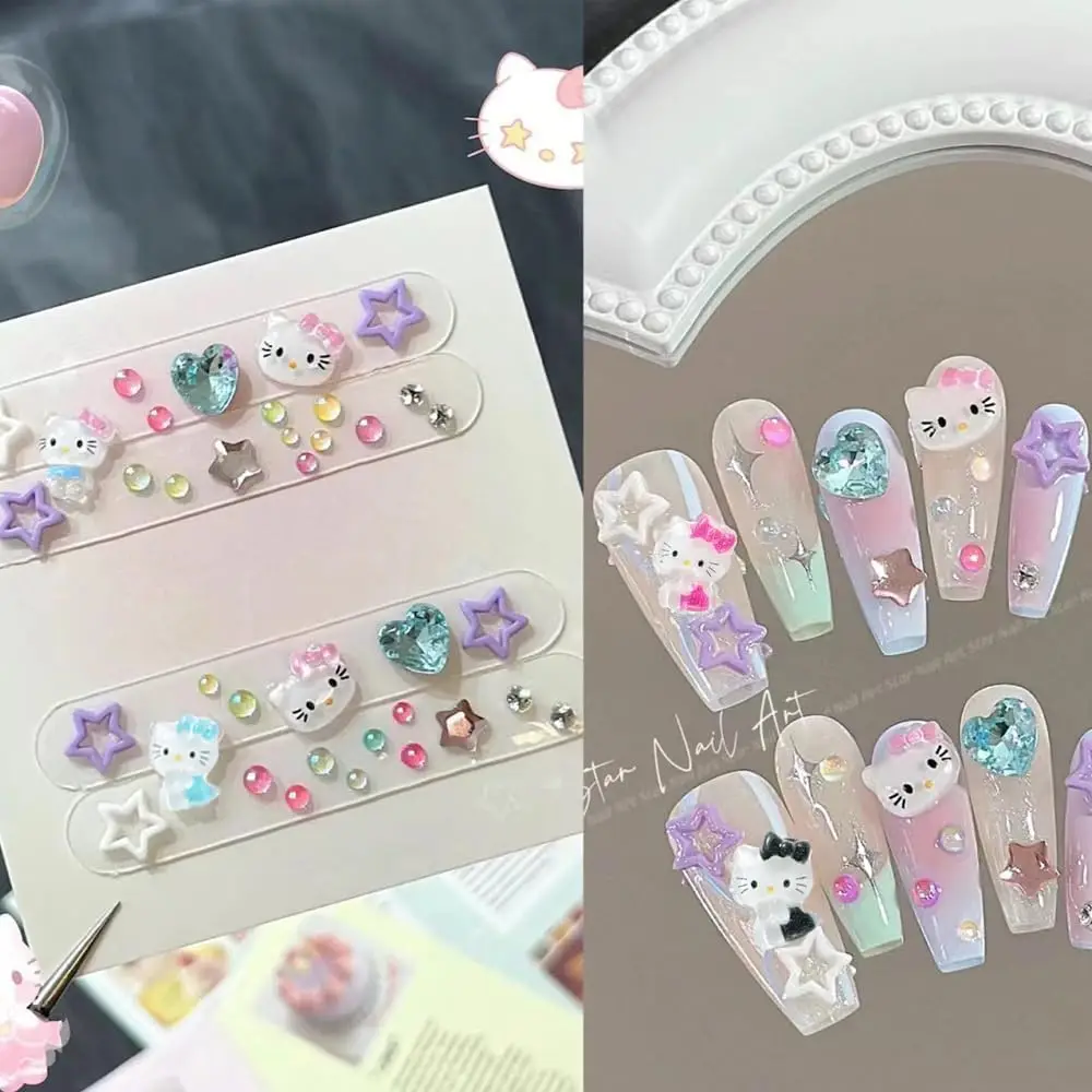 3d Kitty Katze Nail Art Charms, Cartoon Kawaii Nagel Charm, Nail Art DIY Dekoration für Clip, Kühlschrank Magnet, Ankleiden, Telefon