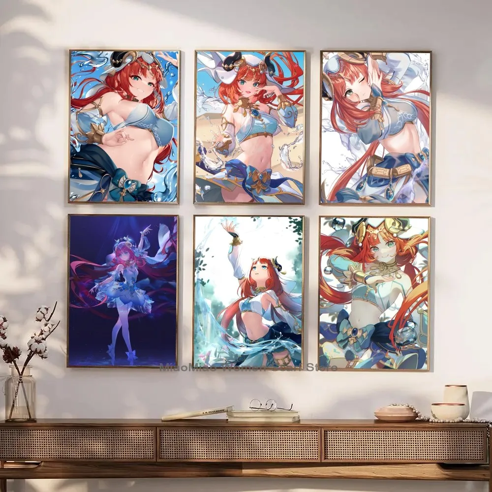 Anime Genshin Impact Accounts Nilou Poster Paper Print Home Living Room Bedroom Entrance Bar Cafe Art Painting Decoration