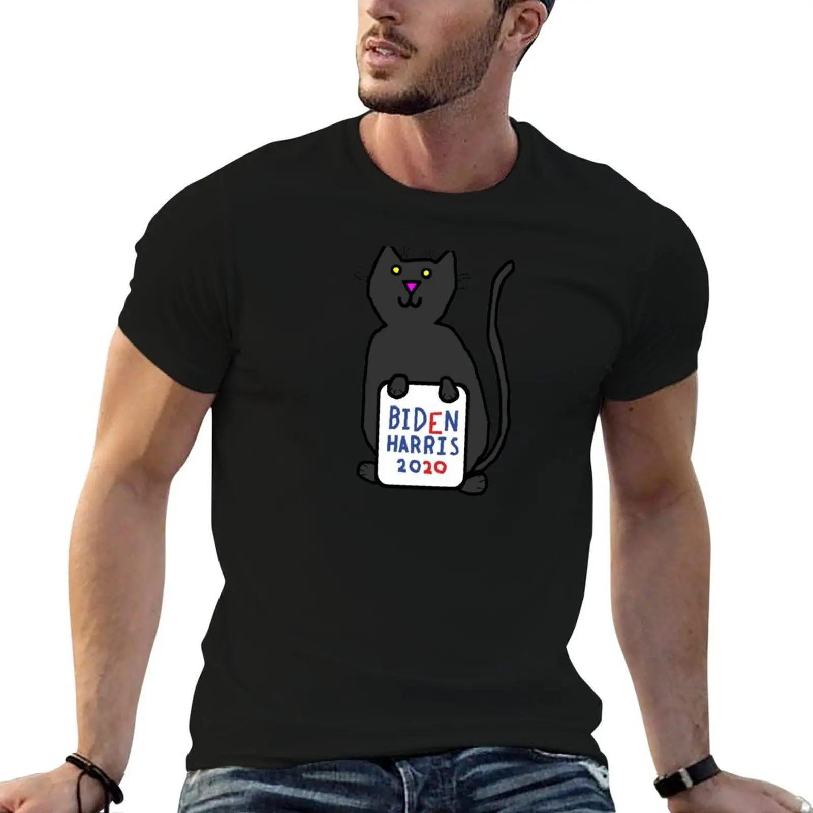

Cute Cat with Biden Harris Sign T-Shirt t shirts for man cotton soft graphic t shirts for man anime t shirts for man T-Shirt