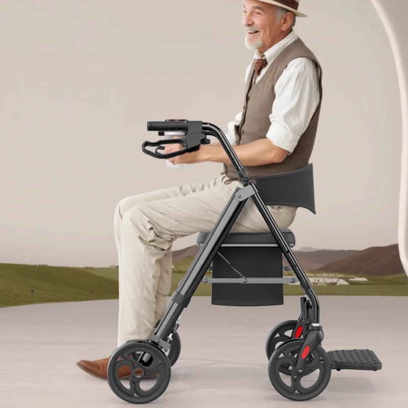

Folding Rollator Walkers for Seniors & Aluminum 4 Wheel Adult Walker Mobility Walkers Walking Stick with Seat Transport Chairs