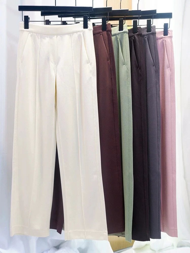 

Женские брюки из модала: мягкие, струящиеся, комфортные, с эластичным поясом, широкие штанины, повседневные, в стиле Lazy Chic, универсальные, приятные к телу, длинные брюки