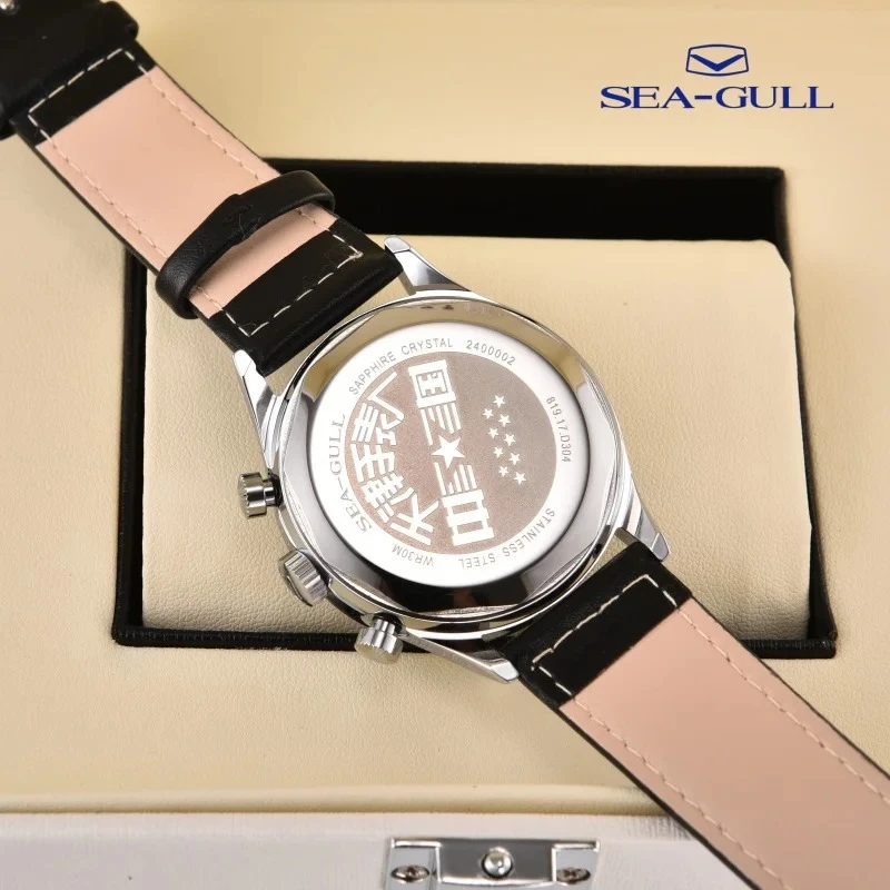 Jam Tangan Quartz Pilot Angkatan Udara Seagull 1963 Vintage, Kronograf Kolom Roda, Jam Tangan Kasual untuk Hiburan