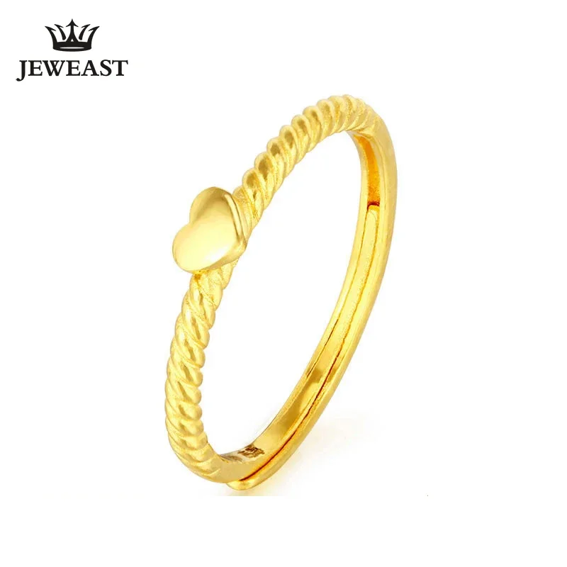 XXX24K Pure Gold Ring Real AU 999 Solid Gold Rings Good Simple Trendy Heart Upscale Classic Party Fine Jewelry Hot Sell New 2023